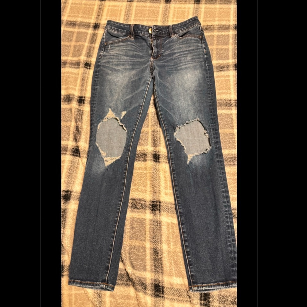 Distressed Blue Jeans